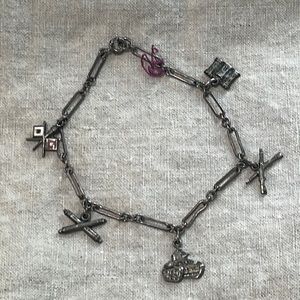 Vintage sterling military charm bracelet Army Navy Tank